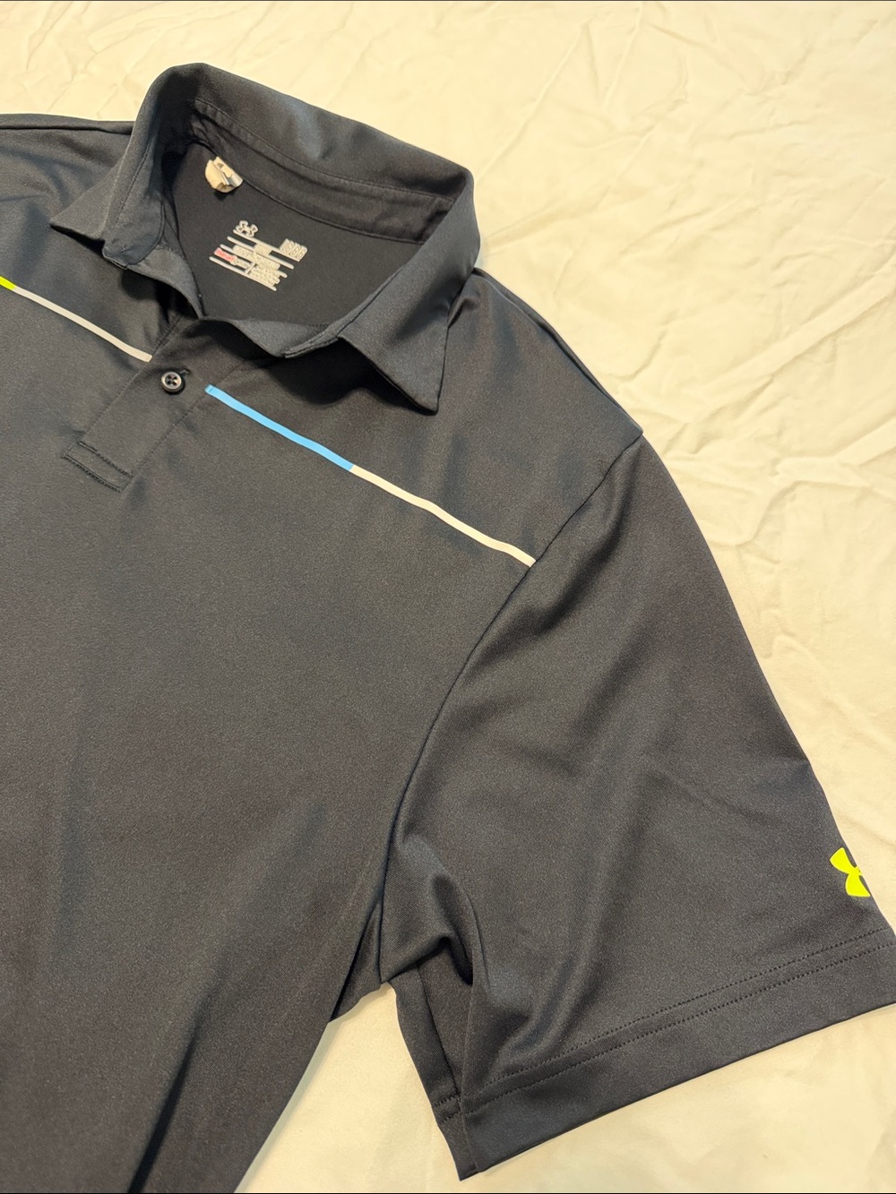 Men's Black Polo Shirt with Accent Stripes (L)